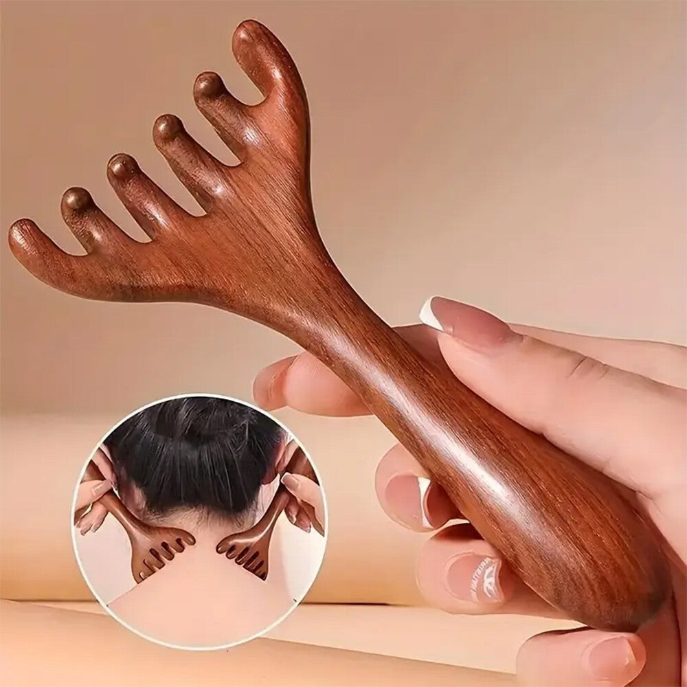 Sandalwood Acupressure Face Body Massage Comb - Scalp Relaxation Therapy Tool