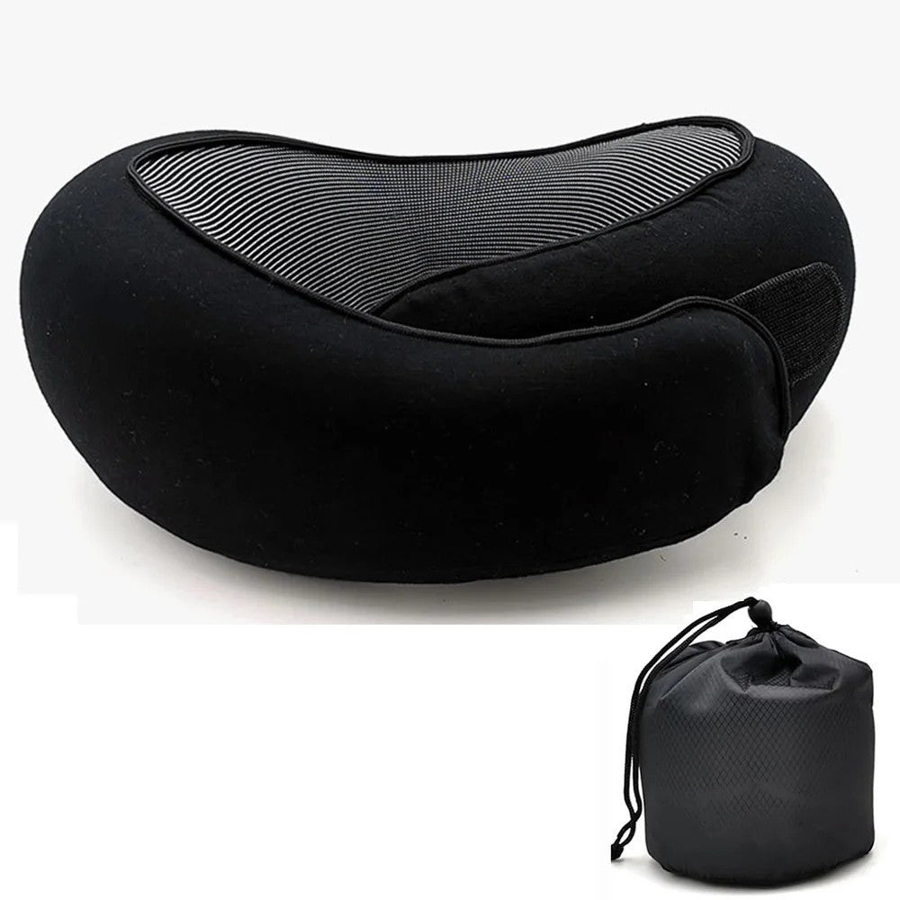 Travel Neck Pillow Memory Foam U-Shape Snail Support | Portable Adjustable Soft