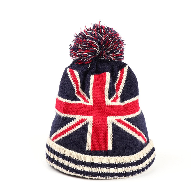 Knitted Woolly Hat Union Jack Unisex Adult Size British Flag Beany Cap UK