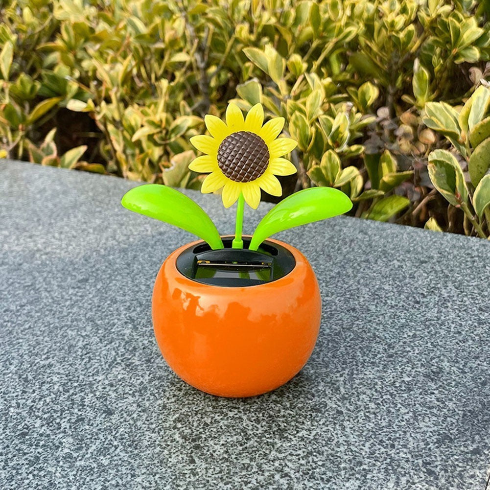 Pack of 4 Solar Powered Bubble Head Dancing Flowers for Office and Car Decor
