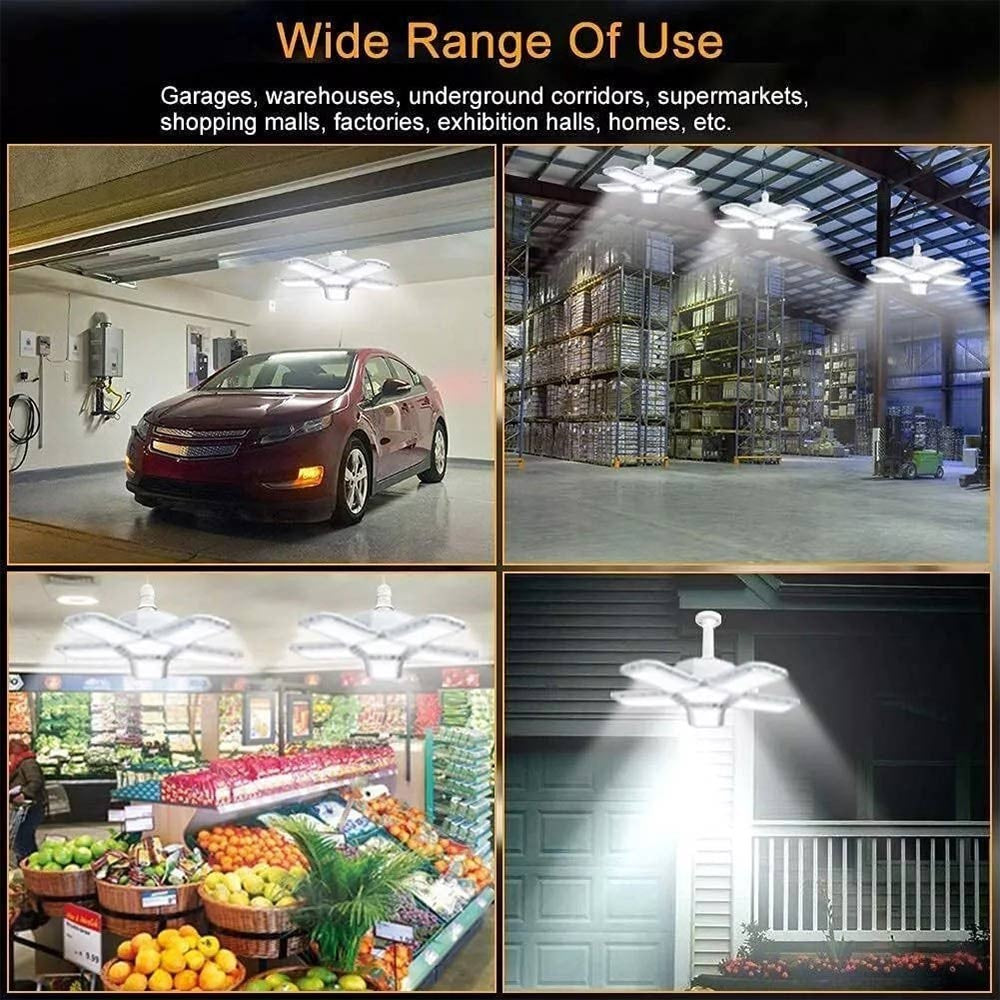 80W LED Garage Bulbs B22 9000Lm 6500K Deformable Lamp with 5 Panels