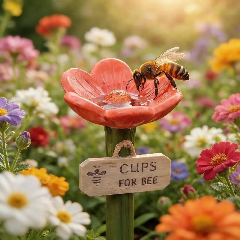 Flower-Shaped Bee Watering Station  Colorful Butterfly Hydration Spots Bee Cups