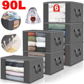 6 Pack 90L Storage Bags Zipped for Clothes, Bedding Toys Packing Moving Box