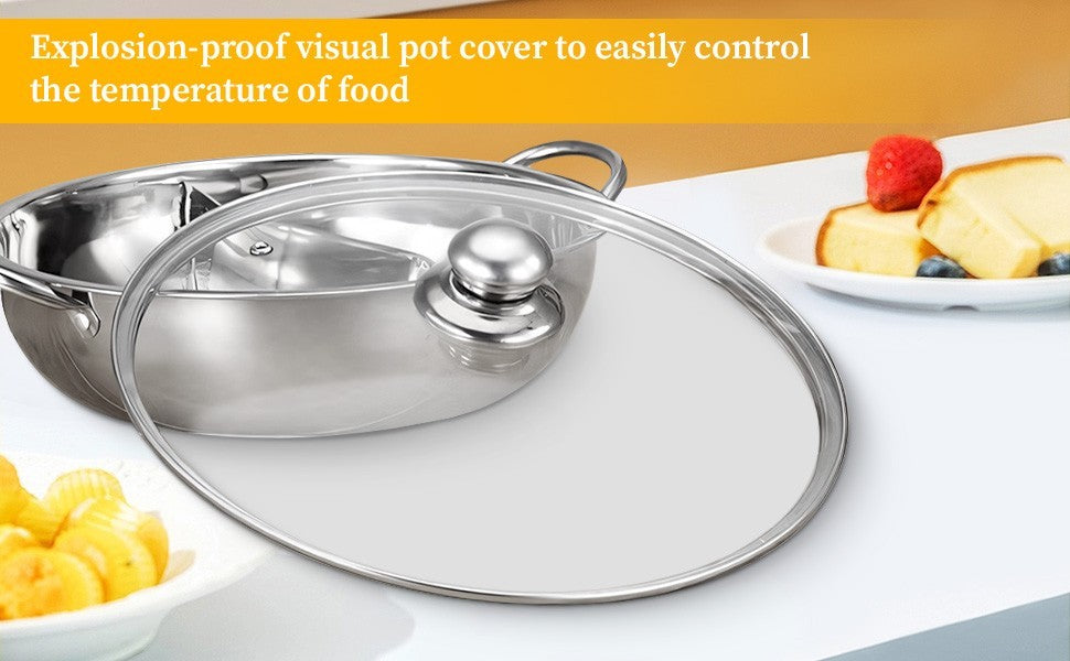 Stainless Steel Shabu Shabu Pot Divided Hot Pot for Camping Household Home