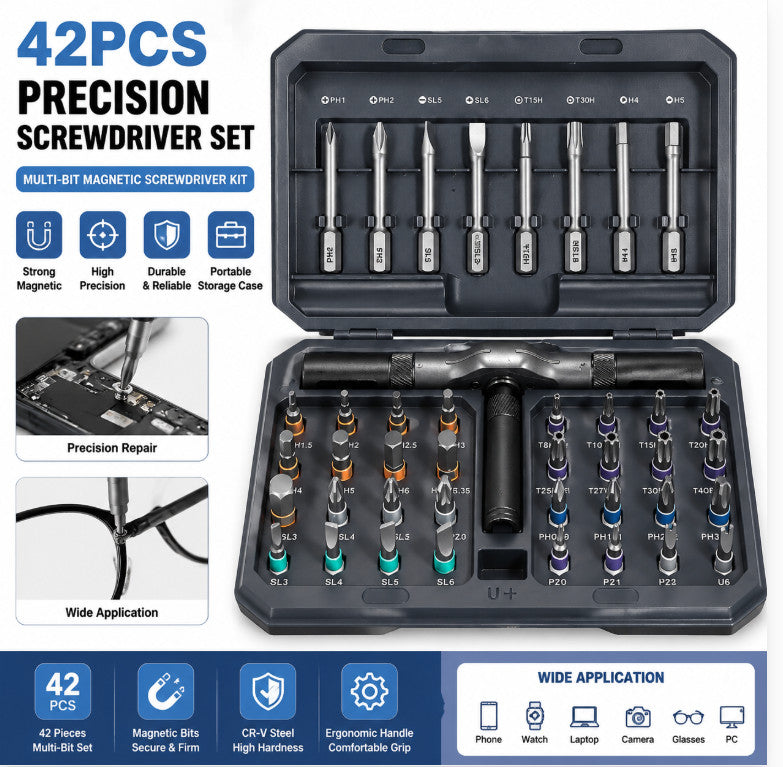 42 Piece Magnetic Precision Screwdriver Bits Set 24 in 1 DIY Repair Tool