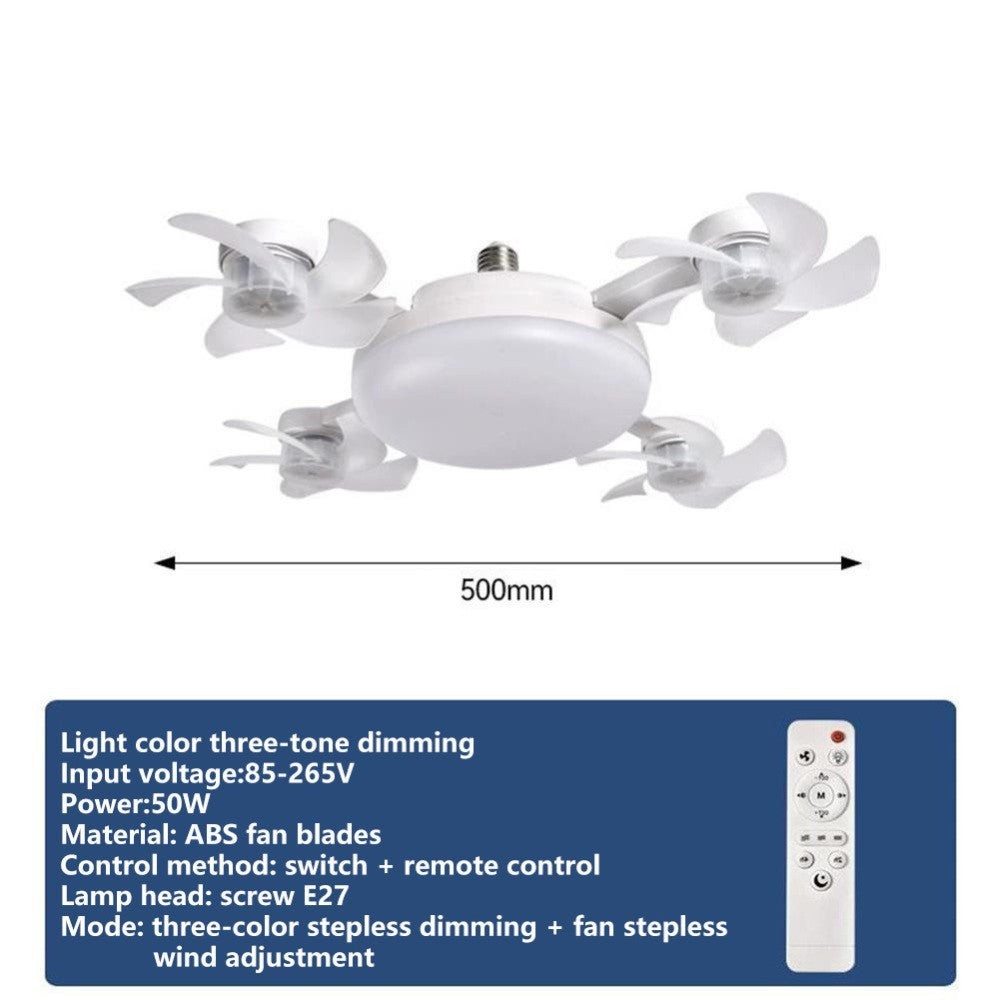 60W LED Ceiling Fan with Light Dimmable E27 Bedroom Living Room Fan Lamp Modern