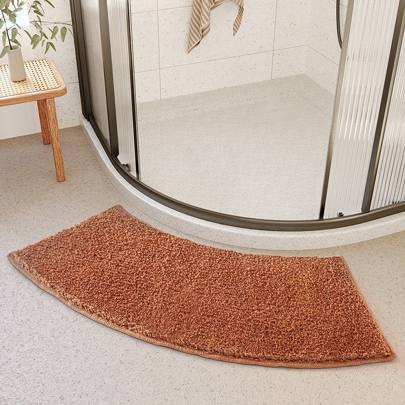 Curved Shower Mat Bathroom Mat Non-Slip Foot Rug Plush Bath Mat Curved Bath Mat