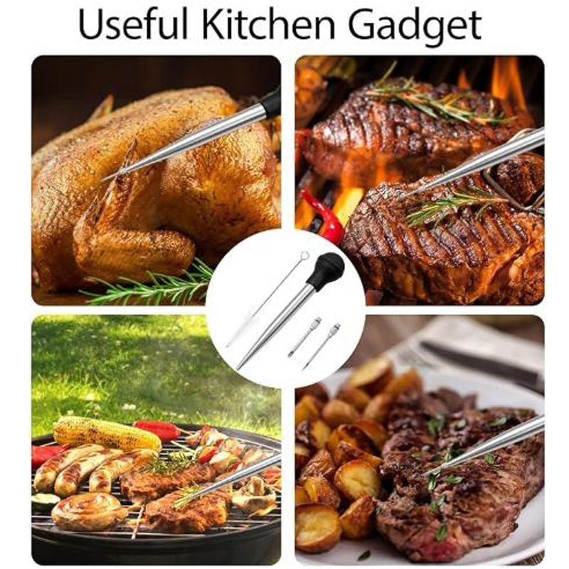 Stainless Steel Turkey Baster For Cooking Food Grade Metal Pump Kitchen-Tools