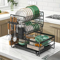 3 Tier Dish Drainer Rack with Drip Tray Cutlery Holder Plate Racks Kitchen Sink