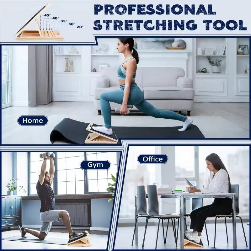 Slant Board, 5 Level Adjustable Portable Wooden Stretch Board for Calf Stretcher