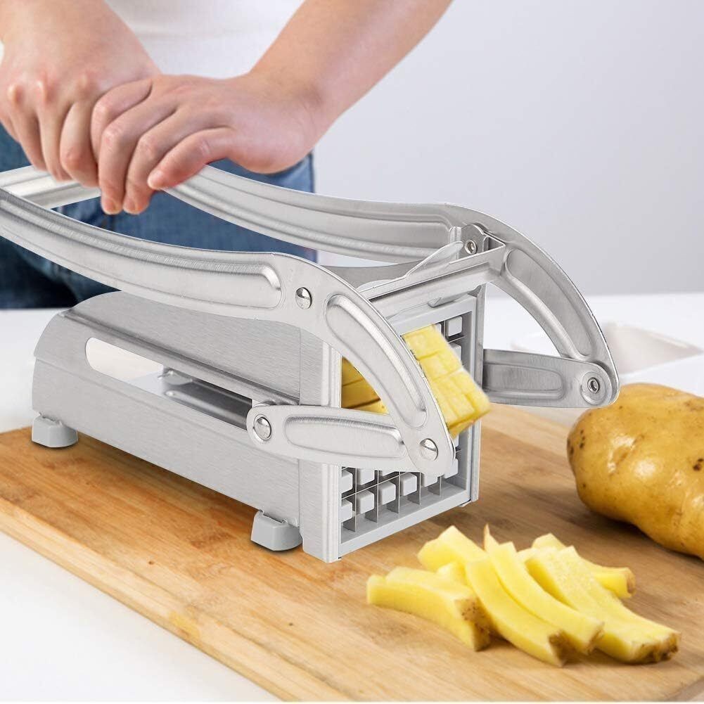 Potato Chipper & Cutter – French Fries Maker Slicer with 2 Steel Blade