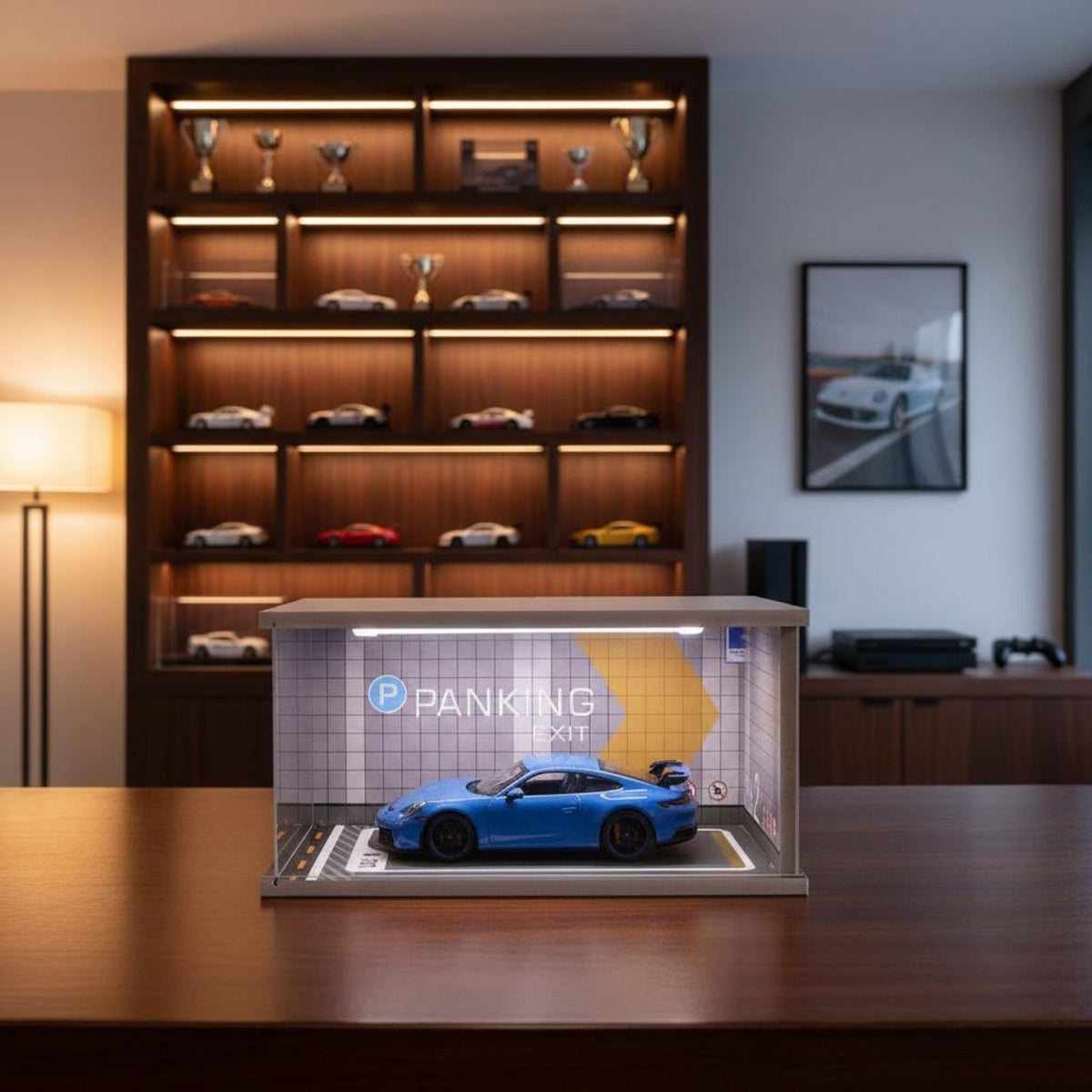 LED Model Car Display Case Gift Idea 1:18 Car Display Box Realistic Details