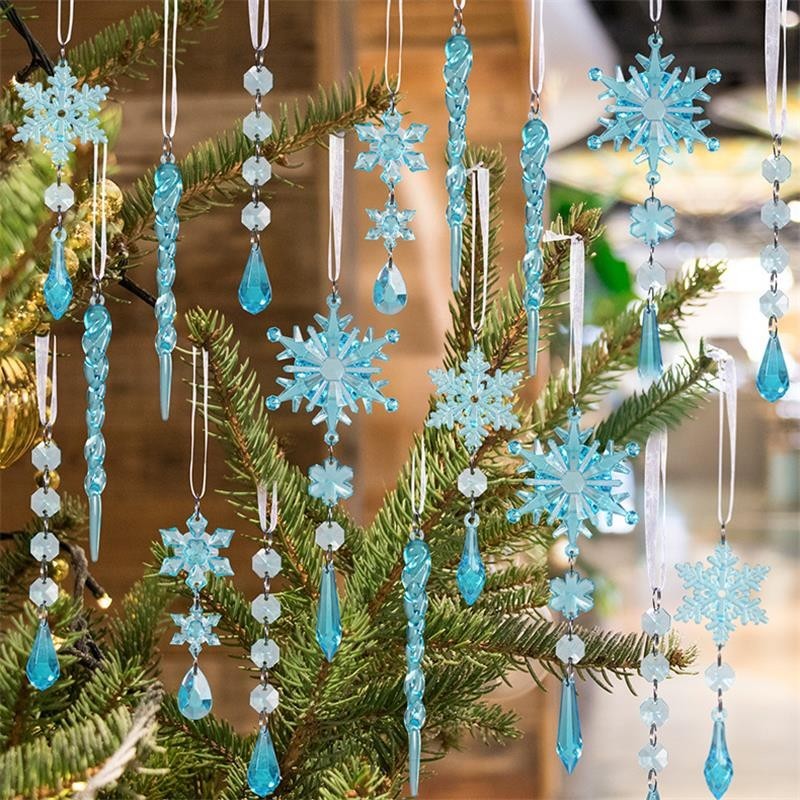 18 Pcs Christmas Tree Icicle Ornaments Clear Acrylic Icicle Christmas Decoration