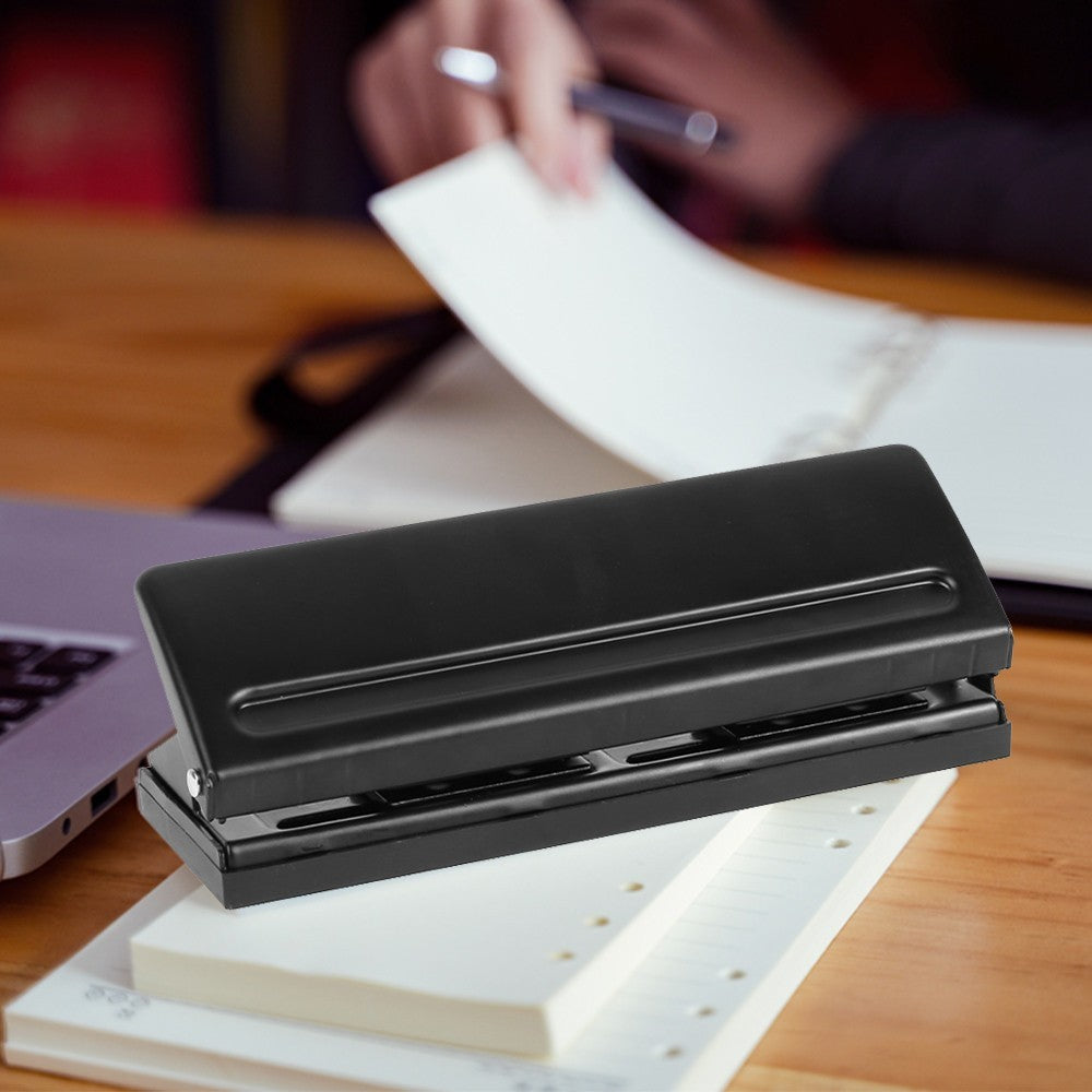6-Hole Adjustable Metal Paper Punch A4 A5 A6 for Filofax Organisers – Black