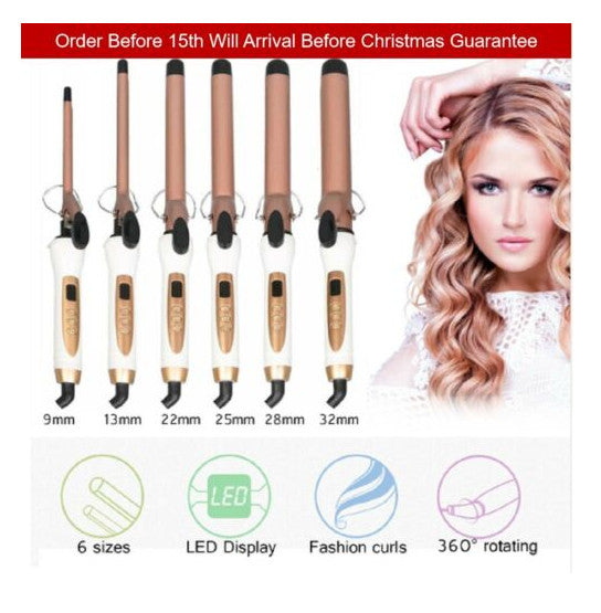 Automatic Rotating Hair Curler Wand 9mm Waver Curling Tongs Iron Ceramic Barrel