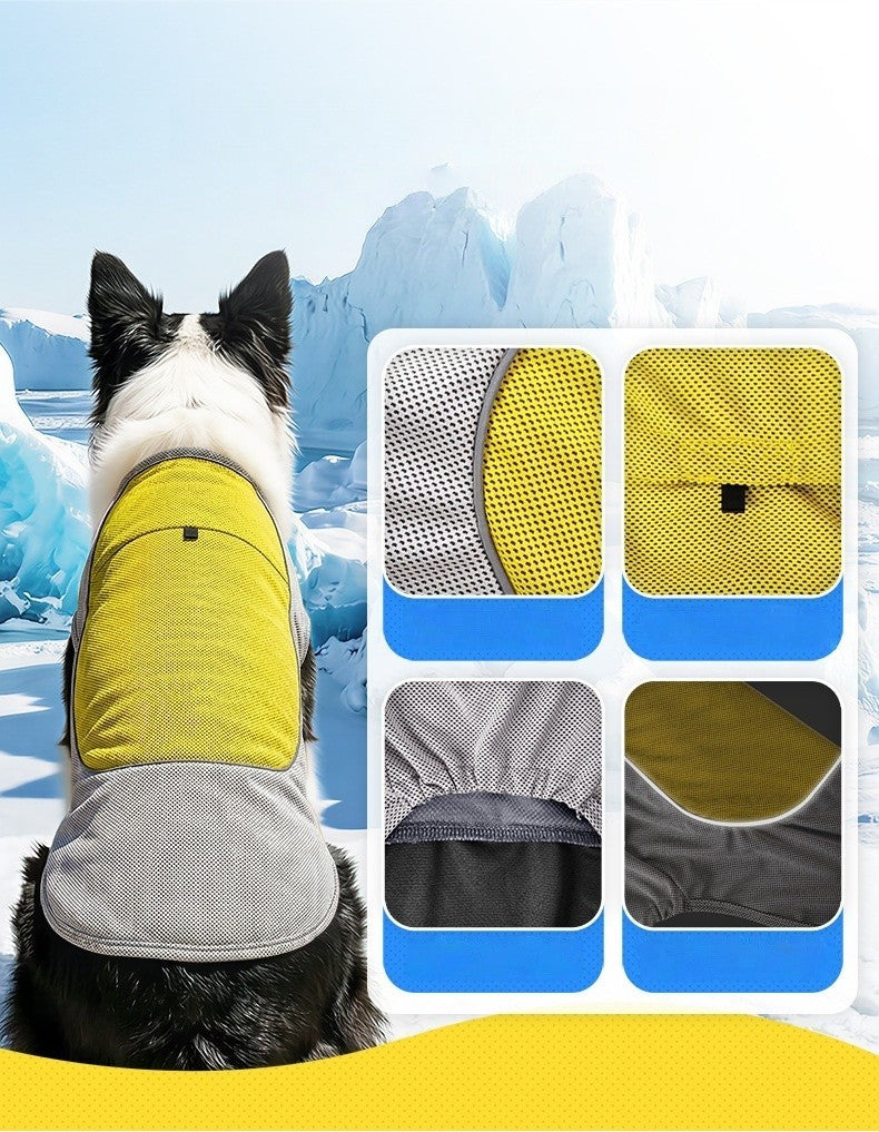 PET DOG CAT COOLING COAT  SUMMER COOL VEST Reflective Pocket can place ice pack