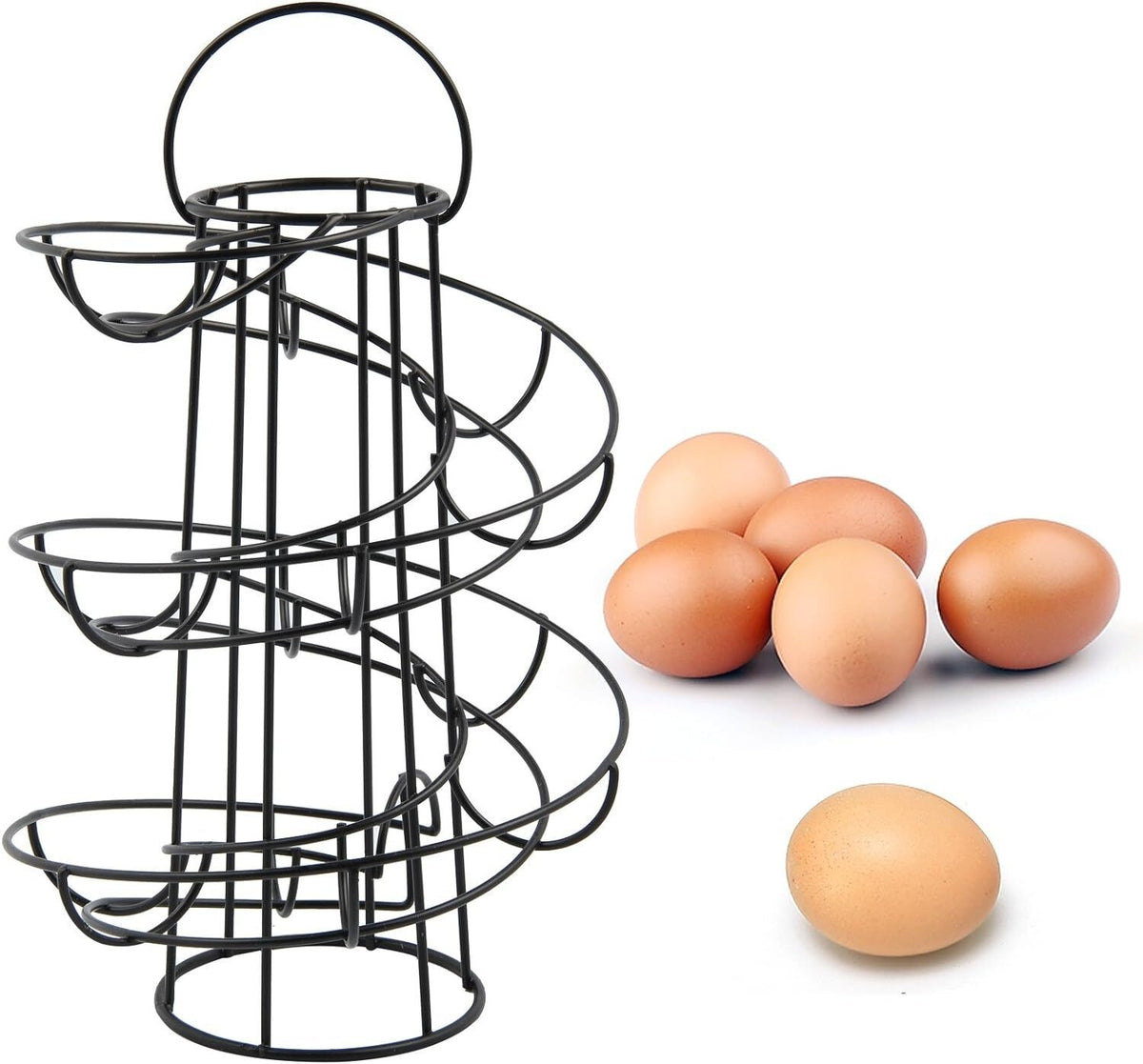 Black kitchen Storage Spiral HELTER SKELTER Egg Rack Stand Can Hold 18 Eggs