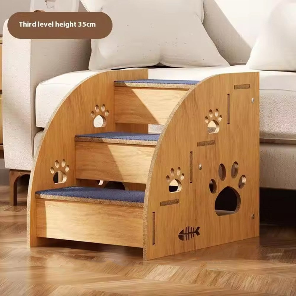 2/3 Steps Pet Ramp Wooden Dog Steps Stairs Cat Detachable Ladder For Bed Sofa UK