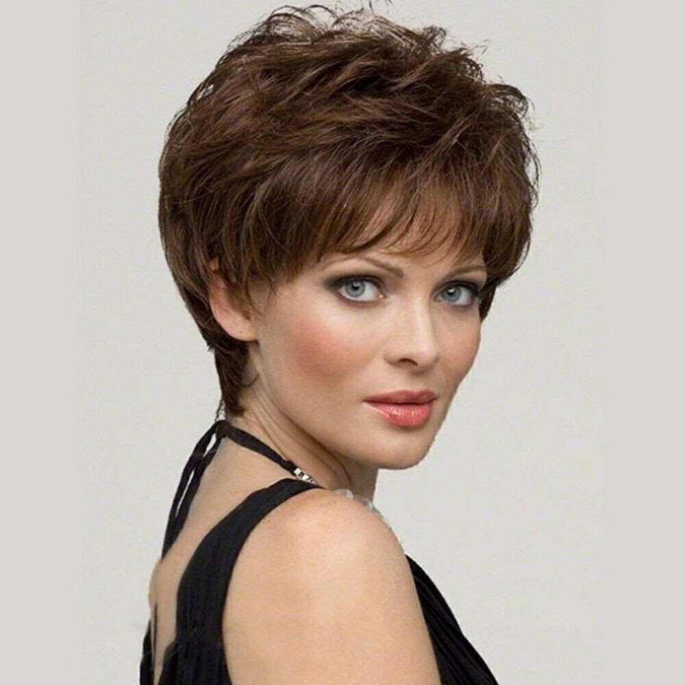 Women Natural Short Straight Wavy Curly Pixie Cut BOB Wig Casual Hair Wigs