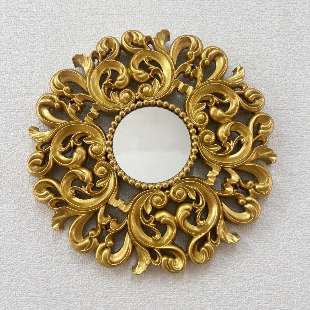 3pcs Wall Hanging Vintage Antique Golden Mirrors with Square Plastic Frame