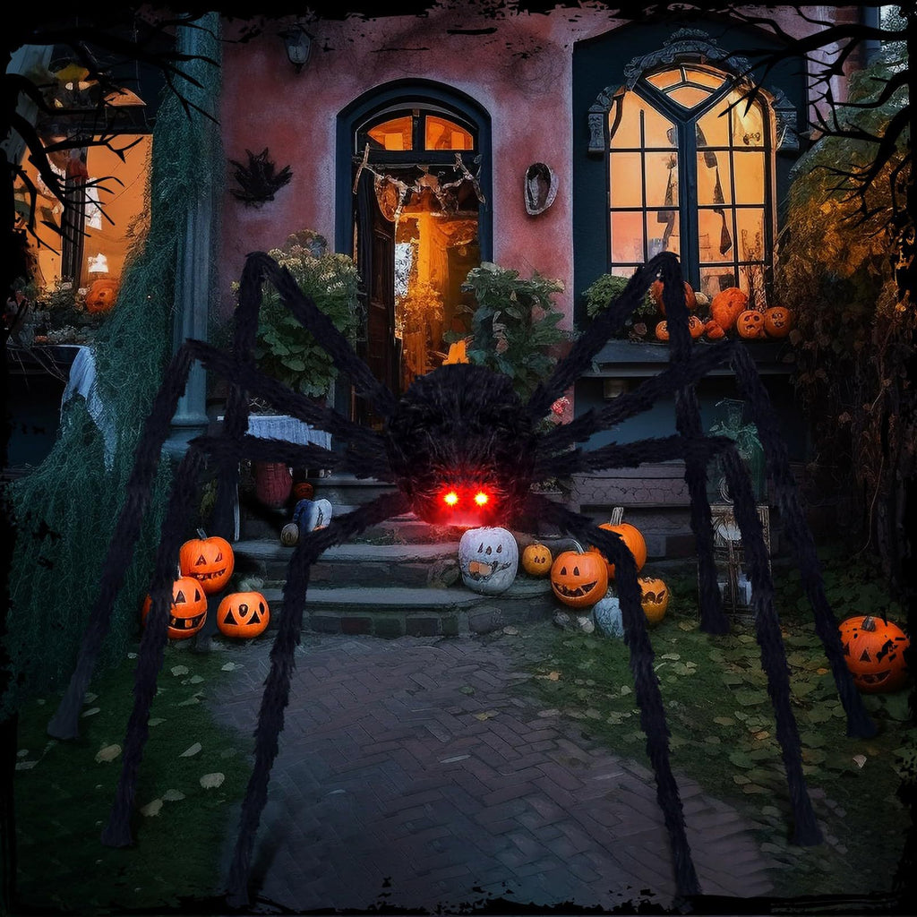 200CM Giant Eyes glowing Scary Spider Haunted House Prop Halloween Decoration
