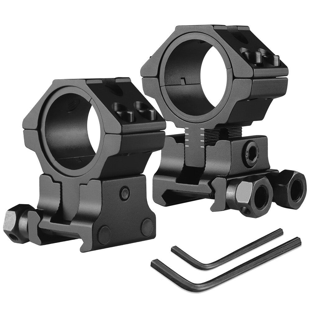 2x Scope Ring Mount 1''/30mm Precision Adjustable Height for 20mm Picatinny Rail