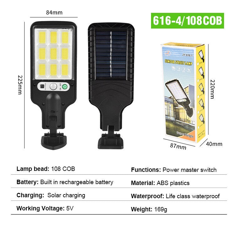 4PCS 6000W LED Solar PIR Motion Sensor Wall Light Security Garden Lamp W/Remote