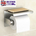 Bathroom Toilet Paper Roll Holder Wall-Mounted With Mobile Phone Storage Shelf