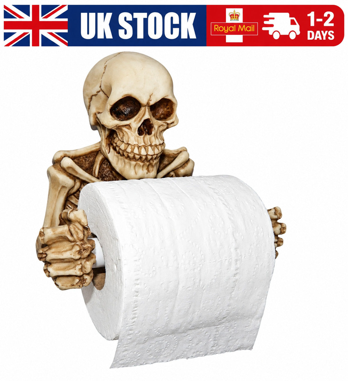 Skeleton Toilet Paper Holder with Keyhole Slot for Wall Mounting, Spooky Skull🔥
