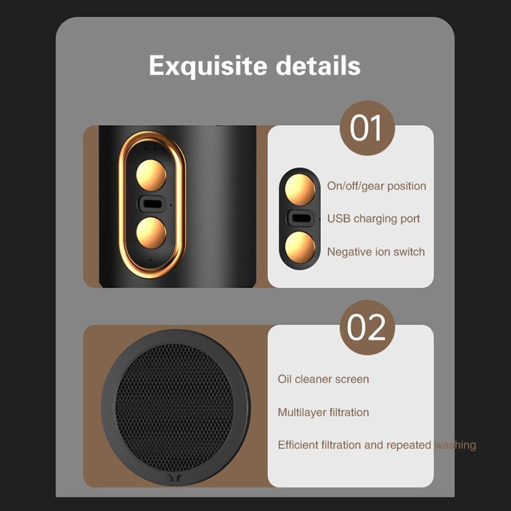 Portable Smoke Purifier Fan USB Rechargeable Range Hood with Replaceable Filter
