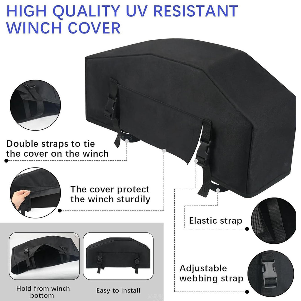 Car Winch Cover Black Waterproof Anti-dust Soft Winch Cover for Driver Recovery