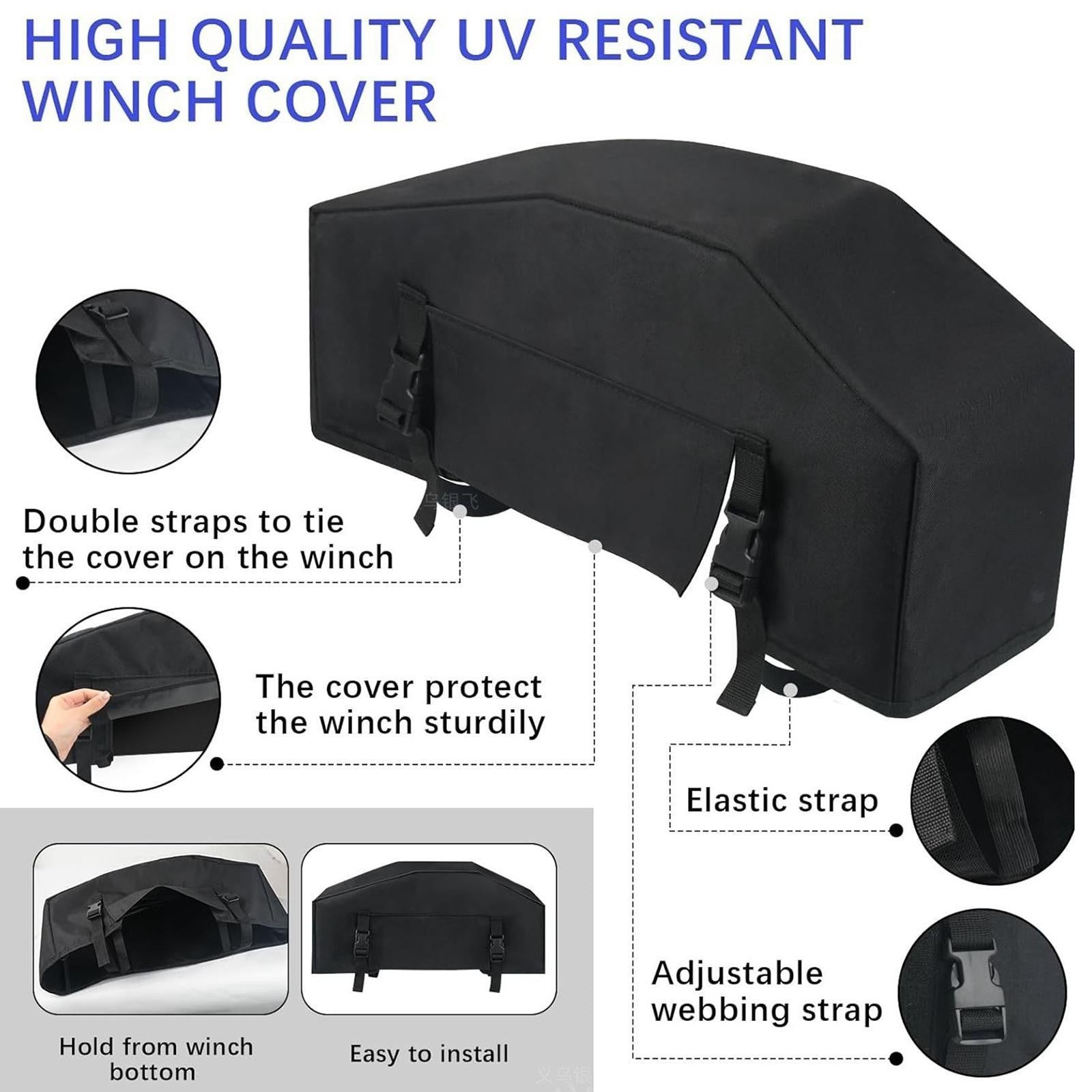 Car Winch Cover Black Waterproof Anti-dust Soft Winch Cover for Driver Recovery