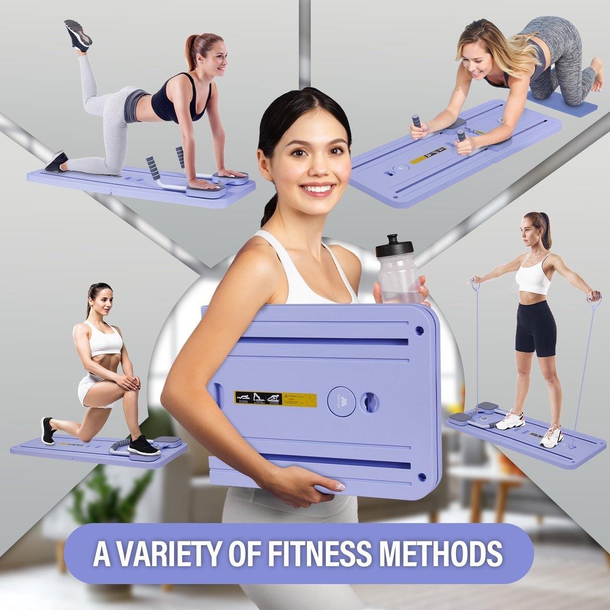 8 in 1 Fitness Board Pilates Reformer Foldable Multifunctional for Home Workouts