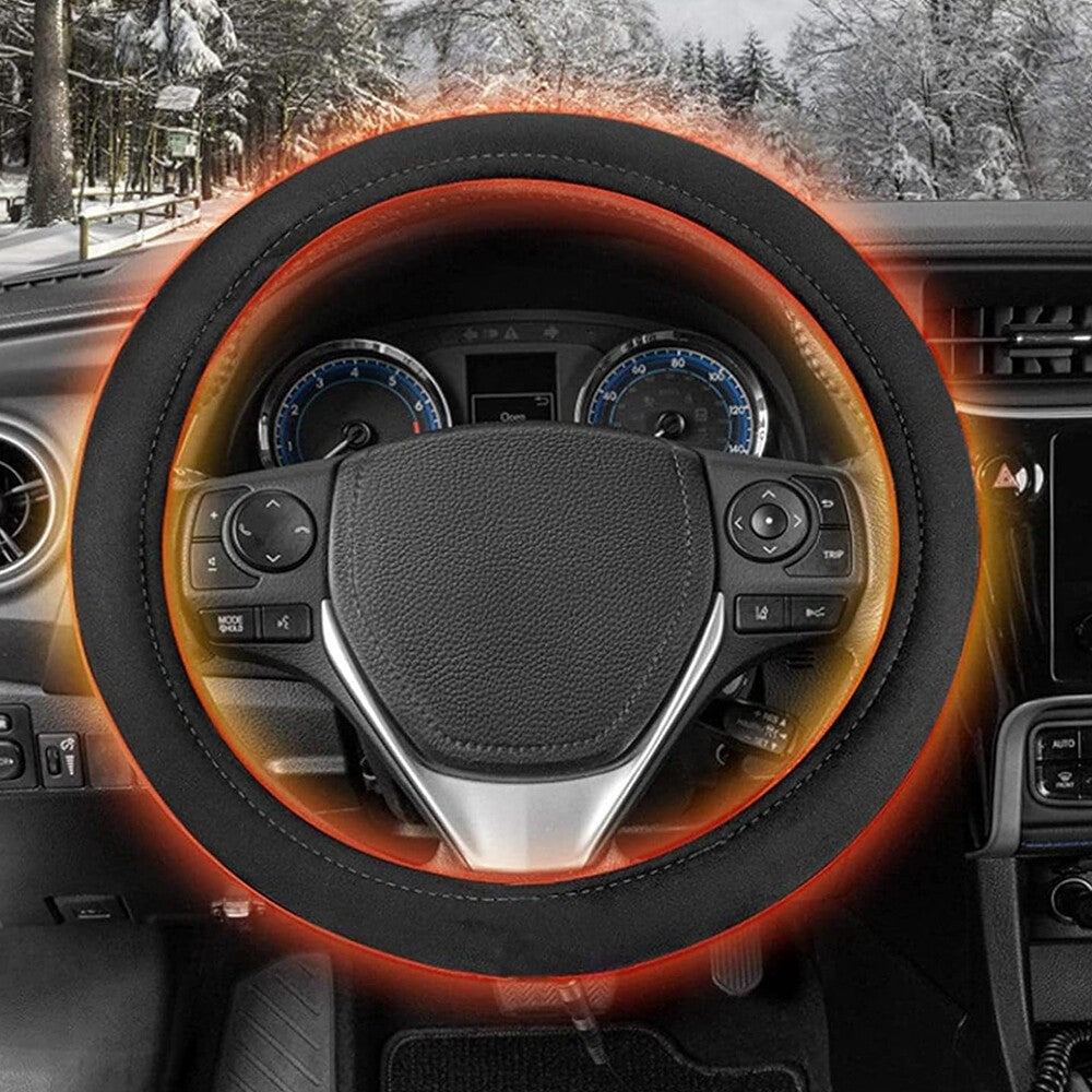 12V Universal Heated Car Steering Wheel Cover Protector Winter Hand Warmer 38 CM
