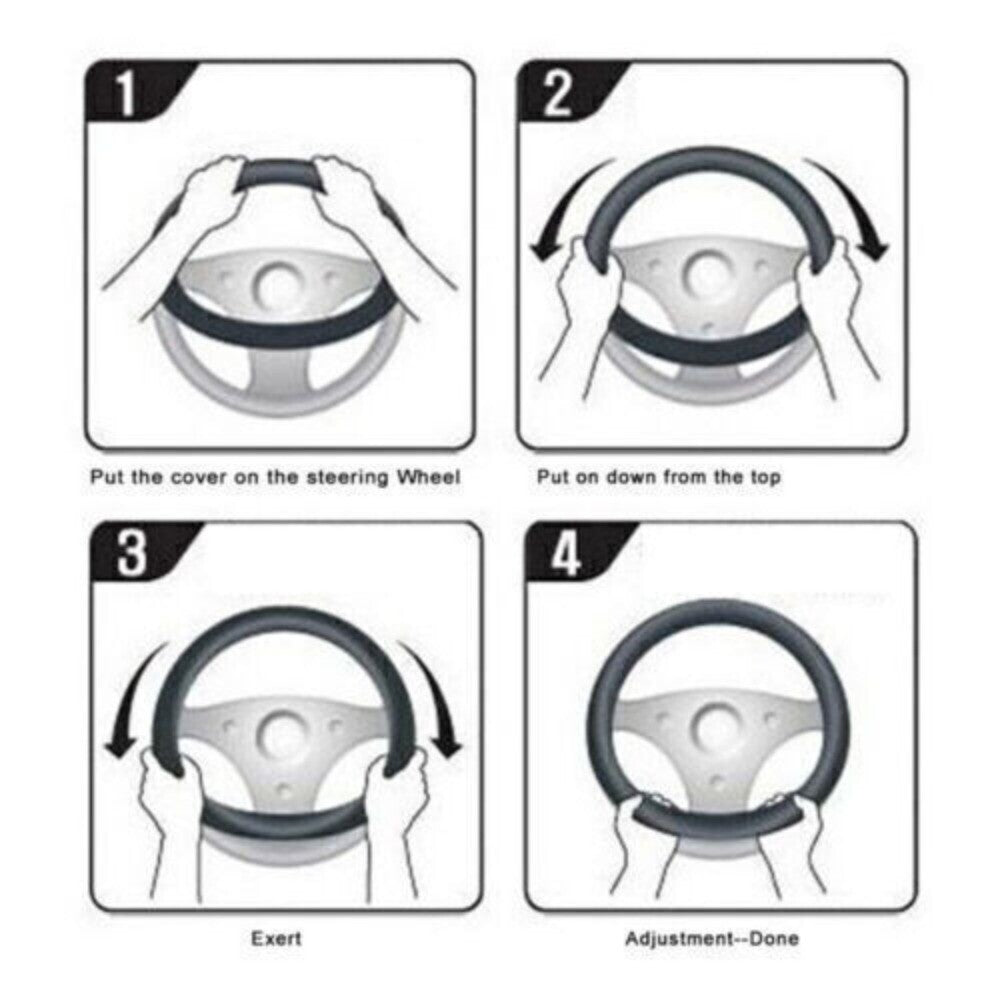 15" PU Leather+Carbon fiber Steering Wheel Cover For 1950-2026 BMW All Cars