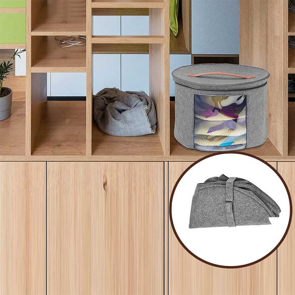 17''  Round Hat Storage Box for Women Men Travel Organizer Case w/ Dustproof Lid