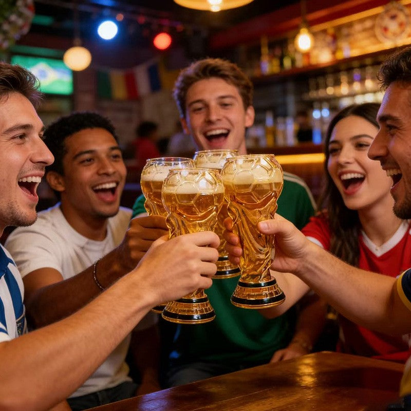 500ml World Football Trophy Beer Glass Cup Shape Drinking Mug Clear