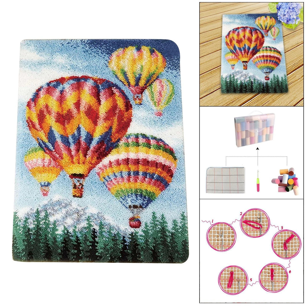 DIY Hot Air Balloon Latch Hook Rug Kit 1 Set Carpet Embroidery Craft for Home