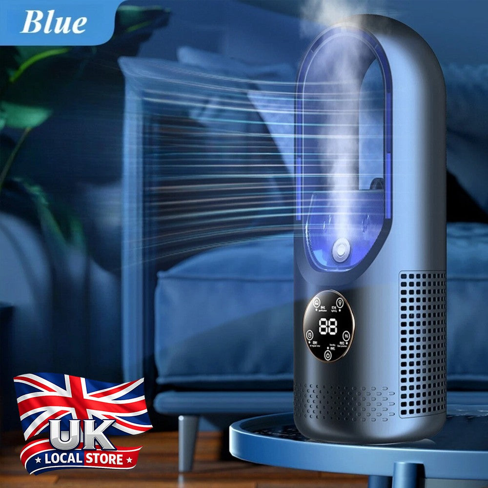 Natural  Air 6 Speed Silent Timer Air Conditioner Cooler Leafless Electric Fan