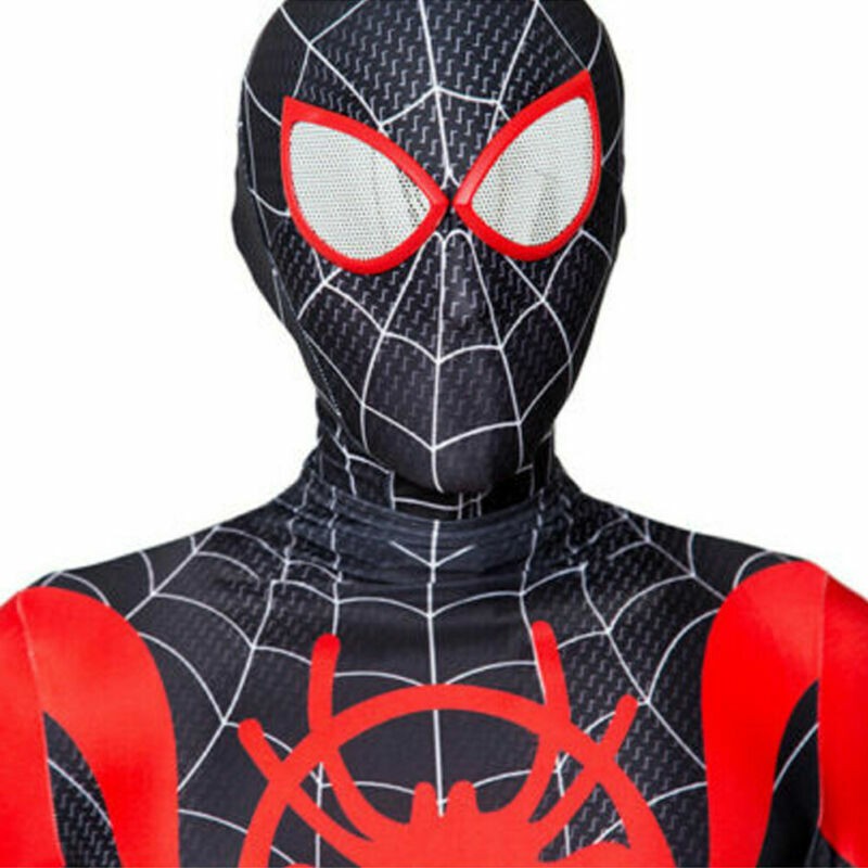 Miles Morales Spiderman Costume Men Boys Into Spider-Verse Cosplay Fancy Dress