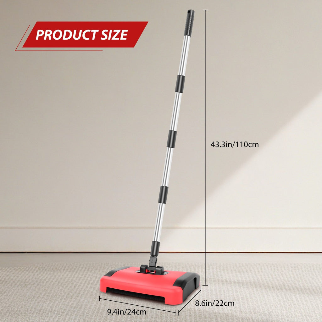 Manual Carpet Sweeper 180° Rotating, No Electricity, Quick Clean Rugs Hardwood