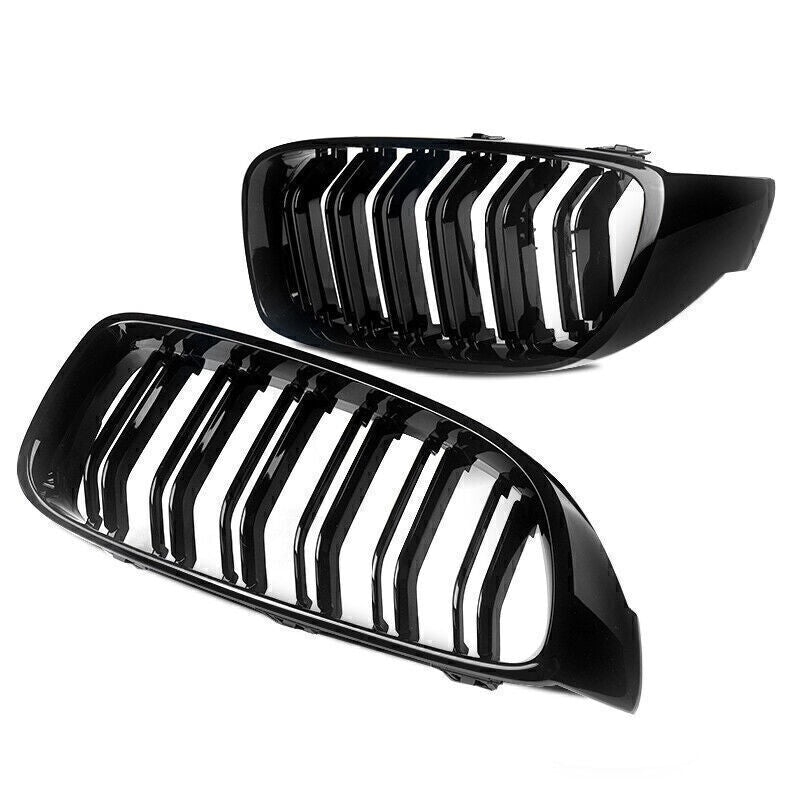 FOR BMW F32 F33 F36 4 SERIES GLOSS BLACK KIDNEY GRILL GRILLE TWIN BAR M4 STYLE