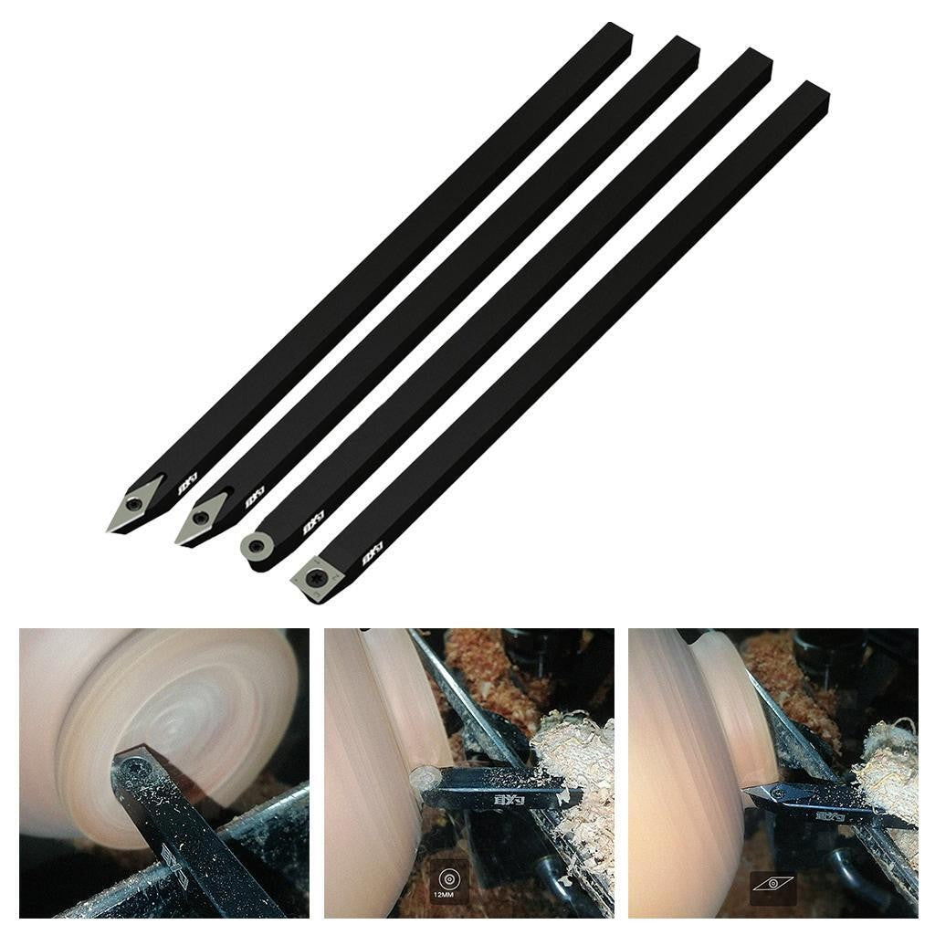 Quenched Bar Wood Lathe Tool Kit 4x Interchangeable Wood Turning Cutters Set