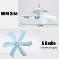 220V 16'' Portable 6 Blades Mini Ceiling Fan Hanging Summer Cooler Household