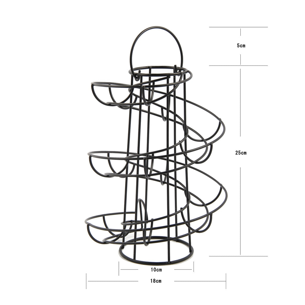Black kitchen Storage Spiral HELTER SKELTER Egg Rack Stand Can Hold 18 Eggs