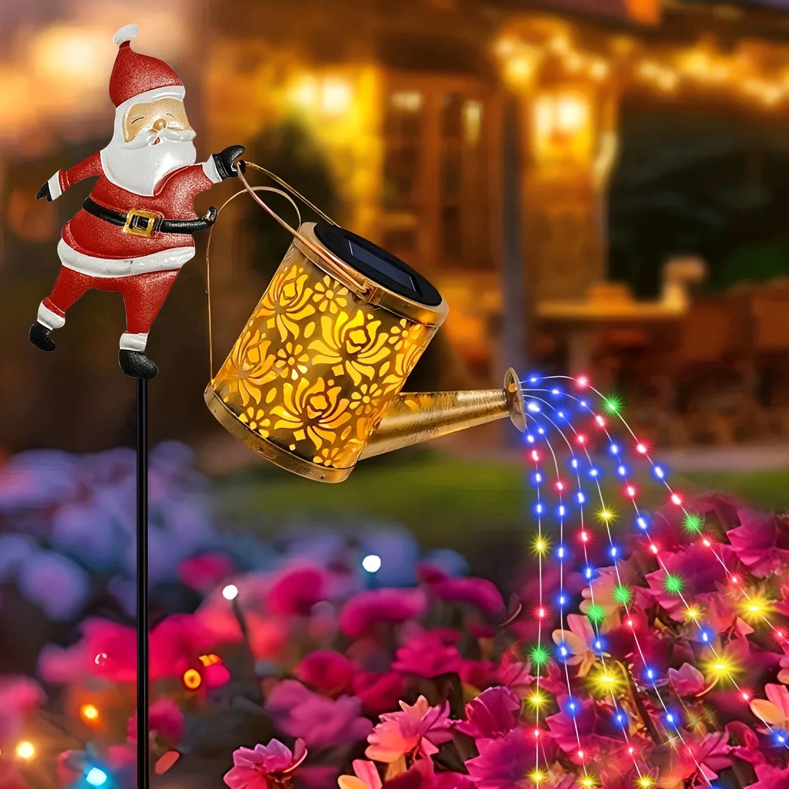 Solar Watering Can Lights Outdoor,Christmas Santa Waterproof Metal Garden  UK