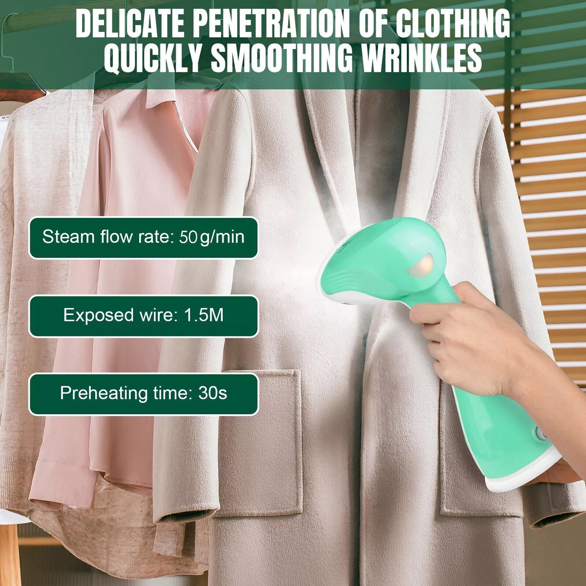 1500W Handheld Garment Steamer Portable Travel Wrinkle Remover Iron