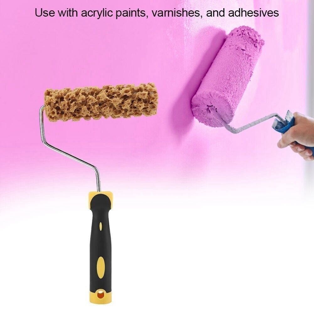 Texture Pattern Paint Roller Brush W/Handle Decorate For Wall Painting Tool
