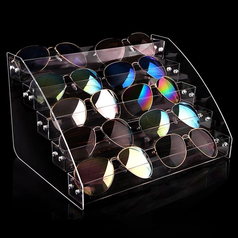 Box Acrylic Stand Jewelry Organizer Sunglass Display Rack Glasses Frame Tray