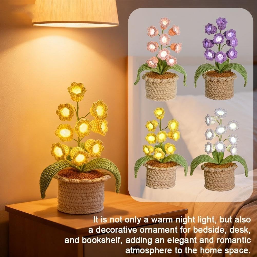 Lily of the Valley Lamp, Crochet Flowers LED Lantern Gift For Valentine's Day